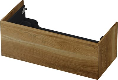 INK wastafelonderkast 1 lade greeploos push to open echt hout 100x45x38cm, massief eiken ash grey