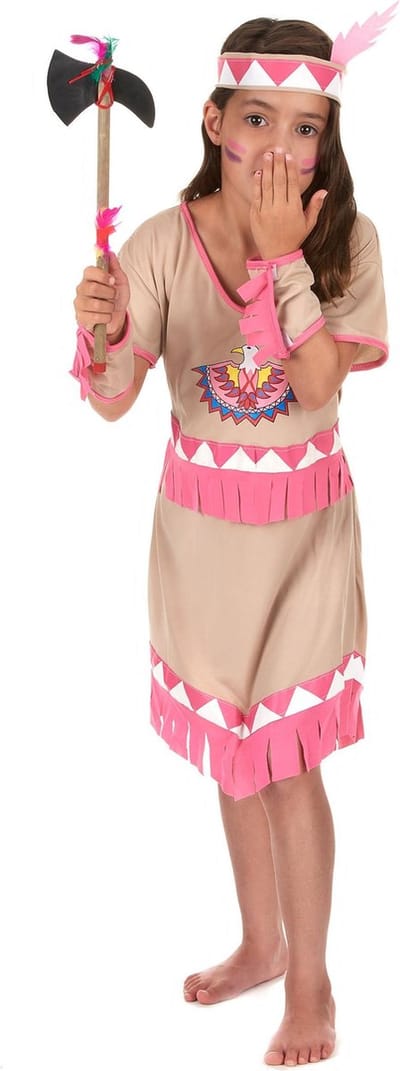"Verkleedkostuum Indiaan roze voor meisjes Feestkostuum - Kinderkostuums - 98/104"