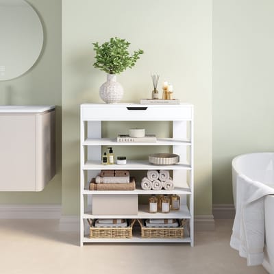 Schoenenrek Boppeelo 94x75x30 cm wit [en.casa]