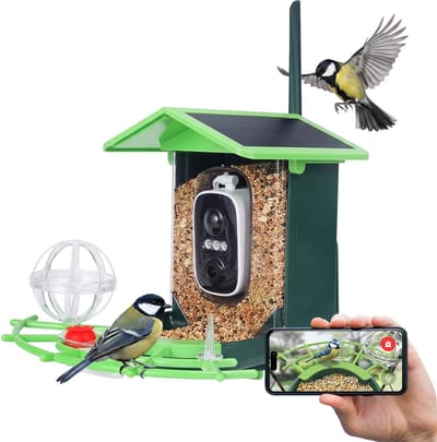 Vogelhuisje Met Camera - Vogelvoederhuisje - AI Vogelherkenning - HD Nachtzicht - Wifi - Camera - Zonnepaneel