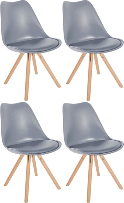 CLP Sofia Set van 4 Eetkamerstoelen - Zonder armleuning - Kunststof - grijs natura (ronde)