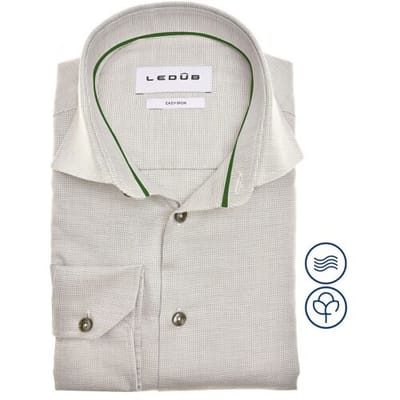 Ledûb Overhemd Easy-Care Fine-Structure Cotton Lichtgroen-Groen / male