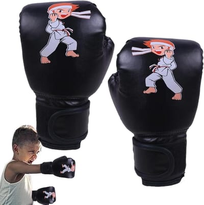 Kinder Bokshandschoenen - Jeugd Trainingshandschoenen - Bokstraining - Ademend Ergonomisch Ontwerp - 3-13 Jaar - Zwart