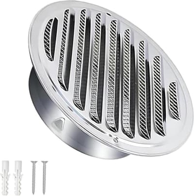 Ventilatierooster RVS - Afvoerluchtrooster Rond - Binnenklimaat Verbeteren - Geïntegreerd Insectengaas - 100 mm Diameter - Zilverkleurig