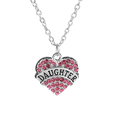 Fako Bijoux® - Ketting - Hart - Kristal - Daughter - Roze