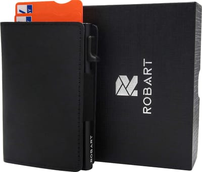 ROBART Airtag Wallet - Pasjeshouder - Pasjeshouder mannen - Pasjeshouder uitschuifbaar - Portemonnee Heren - Portemonnee Dames - Kaarthouder - Pasjeshouders - Pasjeshouder vrouwen- Portefeuille heren - Portefeuille dames - Creditcardhouder - Zwart