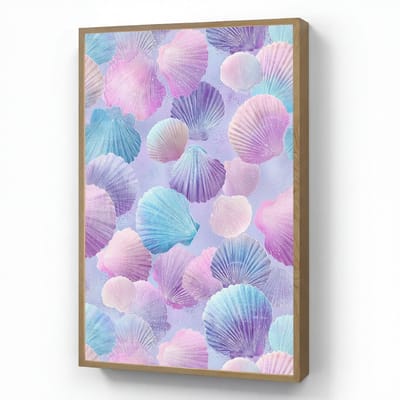 Wandlamp 60x90 cm - Oplaadbaar - Schelpen - Paars - Blauw - Patroon - Wandlampen binnen woonkamer - Slaapkamer lamp - Decoratieve nachtlamp - Vloerlamp draadloos
