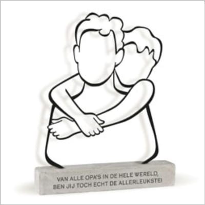 Metal Art Deco Liefste Opa – Metalen Beeld met Betonnen Voet – Woondecoratie Opa – Cadeau voor Opa – Lijnkunst Decoratie met Tekst – 17 x 3 x 23 cm