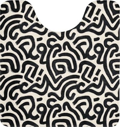 WC mat met uitsparing 55x60 cm - Antislip - Modern - Abstract - Zwart - Toiletmat met uitsnijding - Vloermat - Douchemat - Toilet tapijt - Toiletmatten