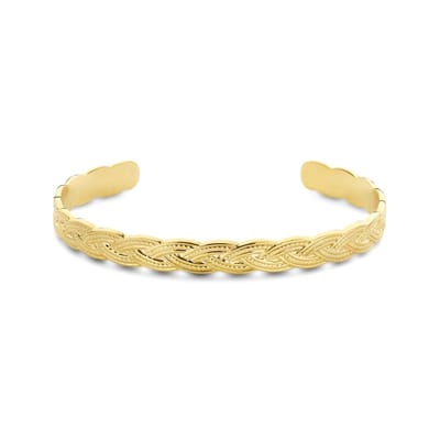 CO88 Collection 8CB-91214 Stalen Bangle met vlecht bewerking - Gevlochten - 6,5mm Breed - Staal - Goudkleurig