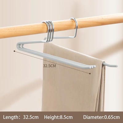 10 Stuks Broeken Slack Broeken Hangers, Duurzame Roestvrijstalen Chroom Metalen Hangers Einde Ontwerp voor Gemakkelijk Schuivende Broek, Jeans, Rok, Slacks Grey Reverse 32.5CM