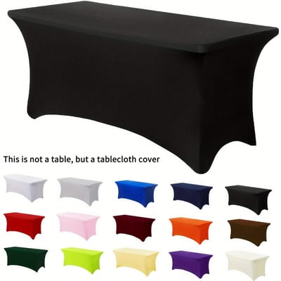 1 stuks Intrekbare Polyester Tafelkleedhoes, Kreukbestendige Wasbare Tafelbladbeschermer voor Binnen/Buiten, Terras, Picknick, Kamperen, Feesten zwart