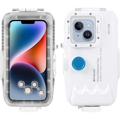 PULUZ 40M/131ft waterdichte telefoonhoes duikhoes smartphone onderwaterbehuizing beschermhoes met rode filter nekband schoonmaakdoekje