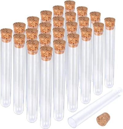 Reageerbuisjes met Kurk - Reageerbuisjes Plastic - 20 stuks - Proefbuisjes - 10 CM lang - 1,2 CM Diameter