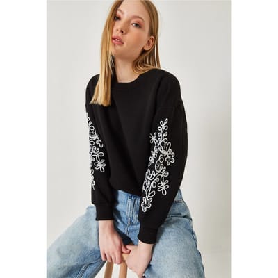 Geborduurd Sweatshirt met Ronde Hals en Lange Mouwen