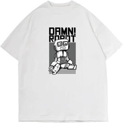 T-shirt à manches courtes pour homme en pur coton, col rond et coupe ample, nouveau style d'été, épaules tombantes, grande taille, haut à demi-manches avec dessin animé XXXL gray