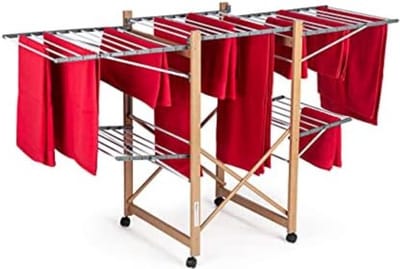 Wasrek Inklapbaar Op Wieltjes - Wasrek Staand - Droogrek Op Wieltjes - Wasrek Op Wieltjes