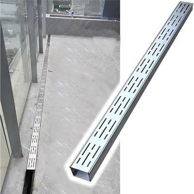 Kanaalafvoer met rooster - Drainagesysteem Goot - Wateroverlast Voorkomen - Laag profiel ontwerp - 10x5 cm - Zilver