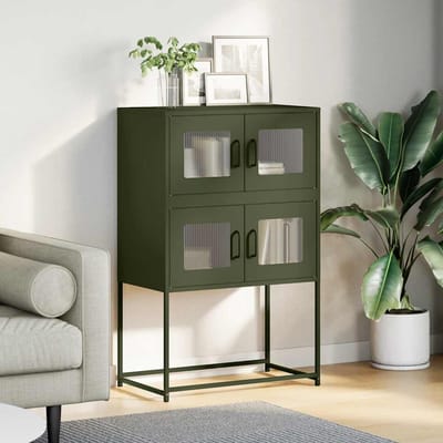 vidaXL - Hoge - kast - 68x39x107 - cm - staal - olijfgroen