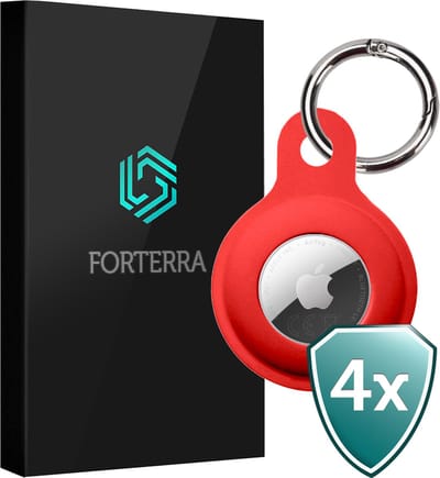 Forterra Sleutelhanger - Geschikt voor Apple AirTag 2e generatie - Houder - Siliconen Hoesje - Rood - 4 PACK