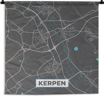Wandkleed - Wanddoek - Duitsland – Blauw – Kerpen – Stadskaart – Kaart – Plattegrond - 180x180 cm - Wandtapijt