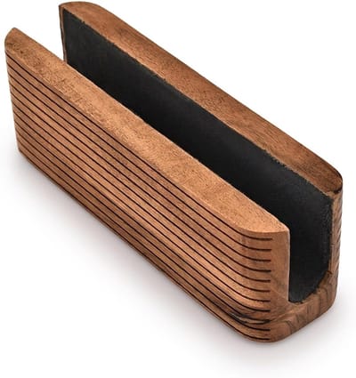 Famanu - Laptopstandaard, verticale laptophouder van acaciahout voor bureau, geschikt voor laptops van verschillende diktes en afmetingen (20,32 cm x 5,84 cm x 6,35 cm).