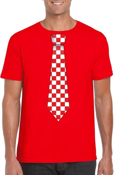 Rood t-shirt met Brabant stropdas heren - Carnaval shirts S