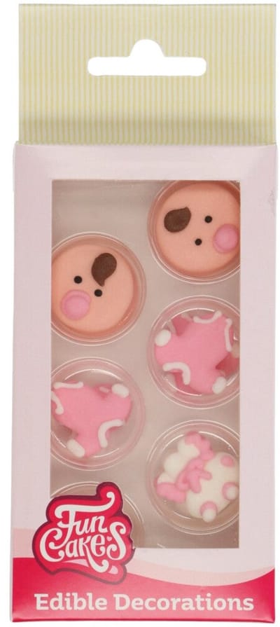 FunCakes Suikerdecoraties - Baby Meisje - 12 Stuks - Eetbare Taartdecoratie