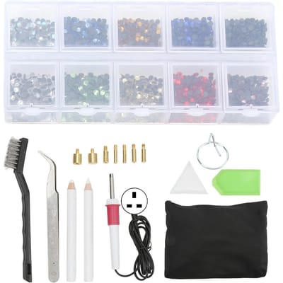 Hotfix Applicator Set Eenvoudige Bediening Hotfix Strass Applicator Gereedschap voor Knutselen Leer Kleding 110‑240V UK PLUG
