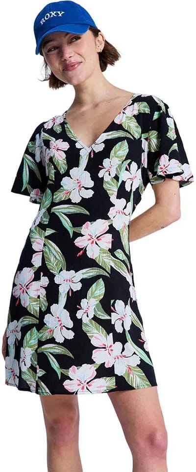 Roxy Fresh Breeze Korte Mouwen Korte Jurk Zwart XS Vrouw