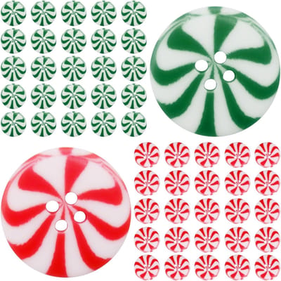 Kerstdecoratie Knopen voor Kleding - 50 Stuks Dubbelgekleurde Snoepknopen voor Creatieve Projecten, Handwerk en Winterdecoraties