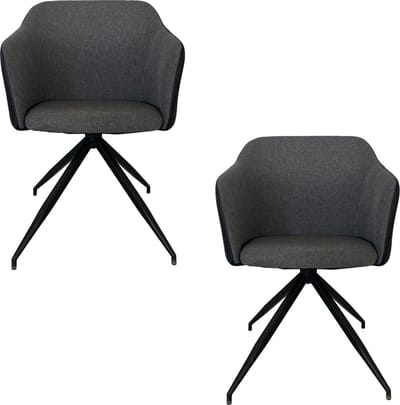Lina® Lex Eetkamerstoelen - Set van 2 - Stof – Grijs - Metalen poten