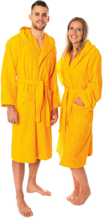 Lavea® Badjas Dames & Badjas Heren van 100% Katoen – Zachte Badjas van Badstof met Capuchon, Unisex Design, Ideaal voor Sauna & Thuis - XXL - Mango