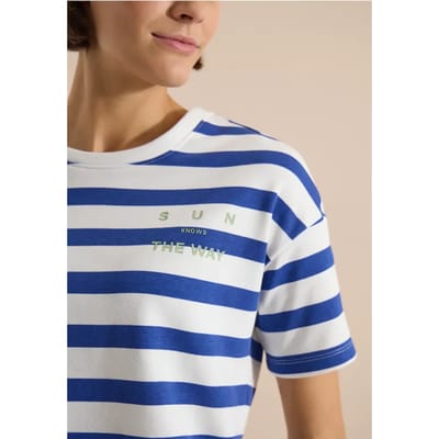 Shirt met halflange mouwen, strepen en een tekstdetail