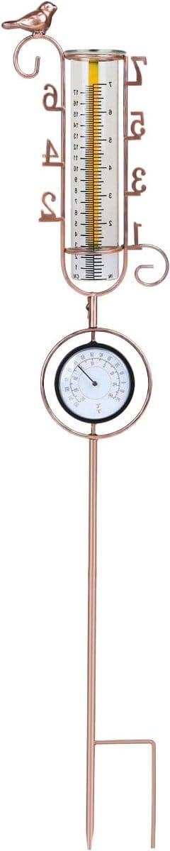 Metalen Regenmeter met Thermometer voor Tuin, Buiten gebruik, Decoratieve Regenbuis voor Gazons en Binnenplaatsen