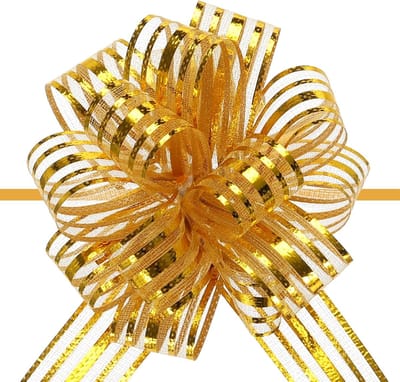 5 stuks 10 cm grote organza treklus metallic chiffon geschenkverpakking linten lint goud voor huwelijksgeschenken manden Kerstmis