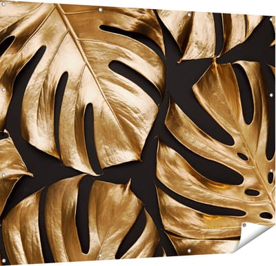 Gards Tuinposter Gouden Bladeren - 150x120 cm - Tuindoek - Tuindecoratie - Wanddecoratie buiten - Tuinschilderij