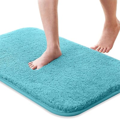 Badmat, antislip absorberend badkamertapijt, zachte, huidvriendelijke badmat, wasbare badmat (50 x 80 cm, blauw)