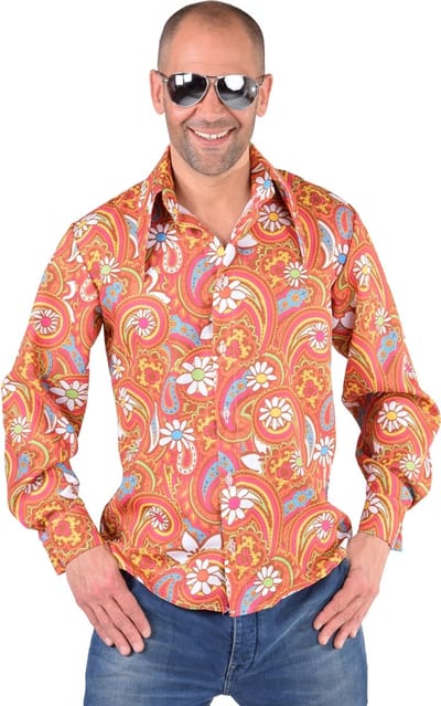 Hippie blouse Paisley oranje/bruin - Maat 50/52