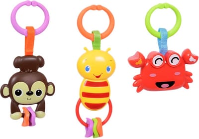 Speelgoedtopdeals - Rammelaar Hangspeeltje Buggyspeeltje - Cadeauverpakking Aap Bij Krab