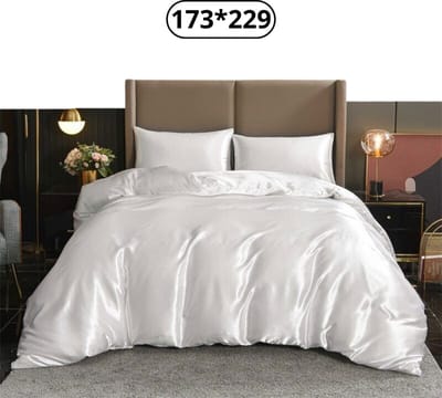 Livano Satijnen Dekbedovertrek - Fleece Dekbedovertrek - Pluche - Dekbed - Deken - Inclusief Kussens - Wit 179x229cm