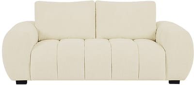 Vente-unique Driezitsbank van beige stof BERENIA