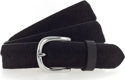 Vanzetti Leren Riem Animal Scouting 30mm Cambered Cow Fur Leather Belt W100 Black Zwart