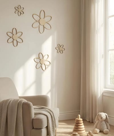 muurdecoratie bloem | Boho kinderkamer, montessoristijl- bloemen als wanddecoratie set van 6- kinderkamer- babykamer-decoratie