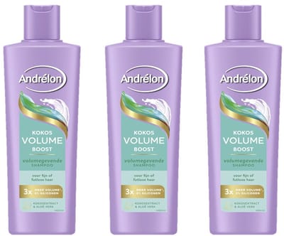 Andrélon Shampoo - Kokos Volume Boost - 3 x 250 ml - verrijkt met kokosextract en aloë vera