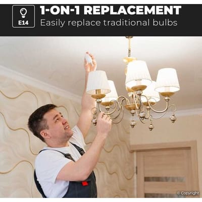 HOFTRONIC E14 LED Lamp - 4,8 Watt 470 lumen - 2700K Warm wit licht - Kleine fitting - Vervangt 40 Watt - C37 kaarslamp