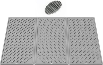 Afdruipmat met borstel - opvouwbaar - antislip - hittebestendig - spoelbakmat - silicone