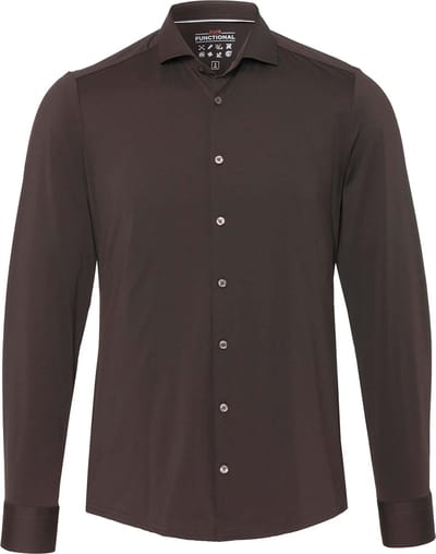 Pure The Functional Shirt Donkerbruin - Maat 40 - Heren - Overhemden Formeel