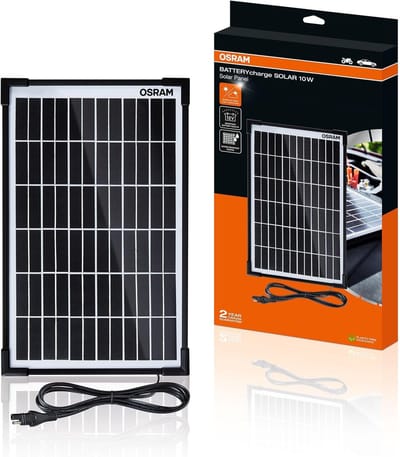 Zonnepaneel Acculader - Solar Charger - Voertuig Accu Onderhoud - IP65 Waterdicht - 369 x 22 x 234 cm - Zwart