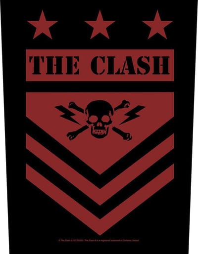 The Clash - Military Shield Rugpatch - Zwart/Rood